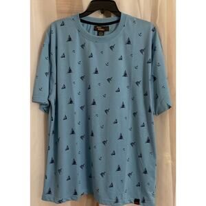 Red Rhino Large Men’s Tee Shirt Fish Sail Boats Design Blue Travel Casual‎
